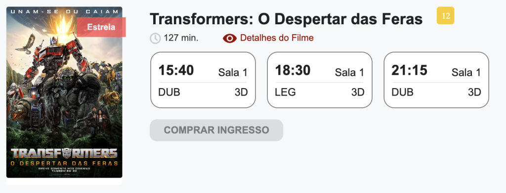 Transformers – O Despertar das Feras'' já tem ingressos