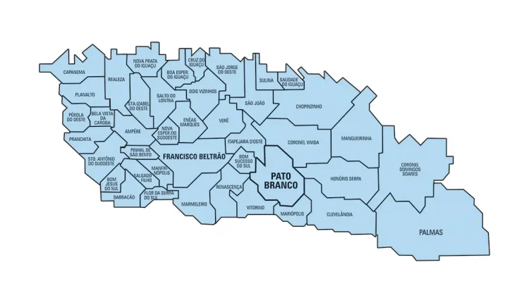 mapa região sudoeste Paraná